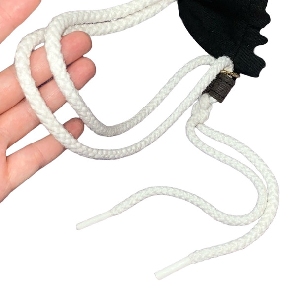 AUTH CHANEL Black & White Logo Large Jumbo Drawstring Canvas Bucket Bag Backpack main image 13